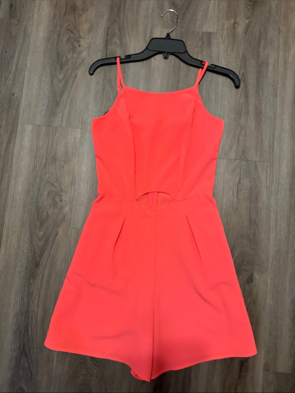 Coral Sleeveless Romper with Cutout XS